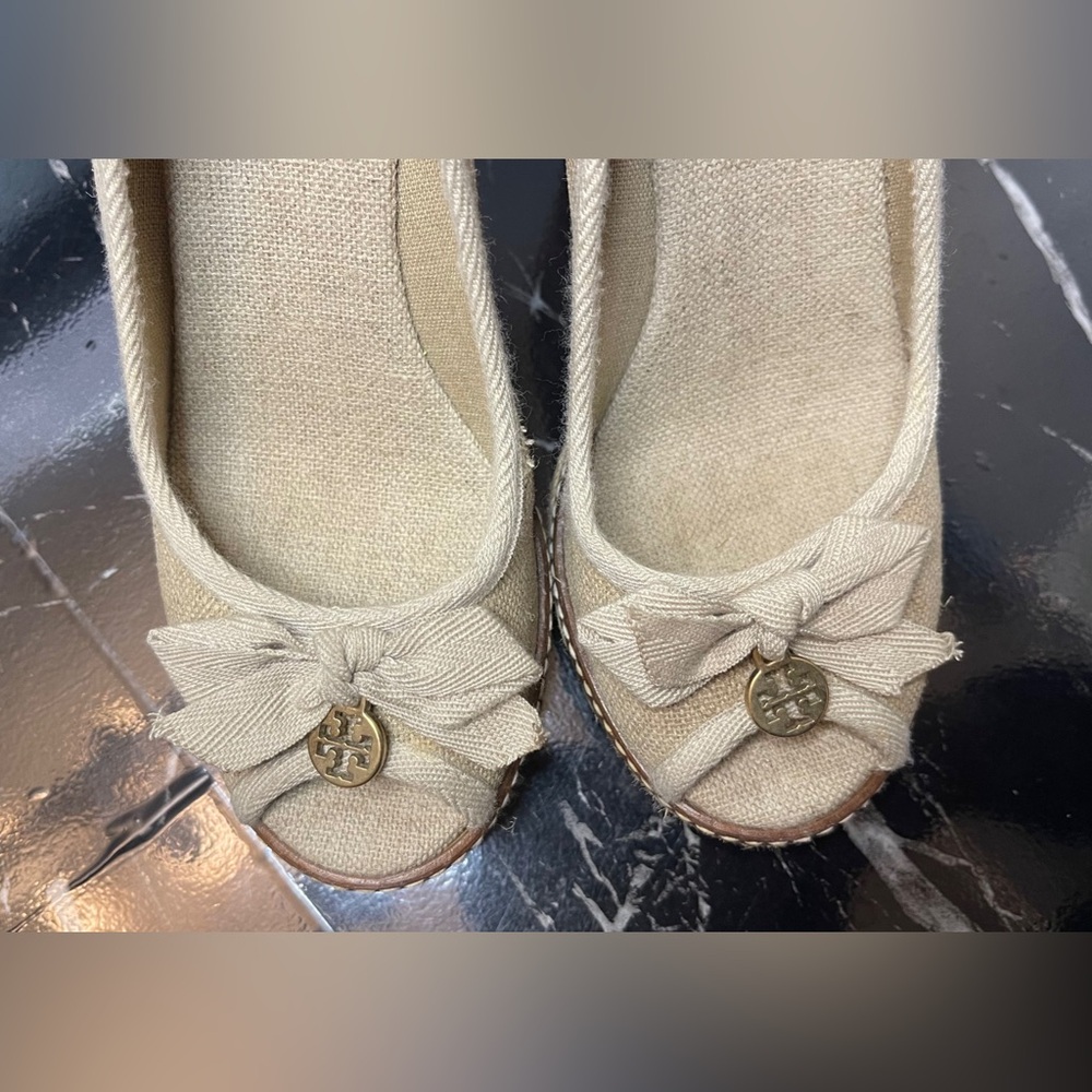 ❌SOLD❌Tory Burch Natural Beige Espadrille Wedge Platform - Picture 8 of 15